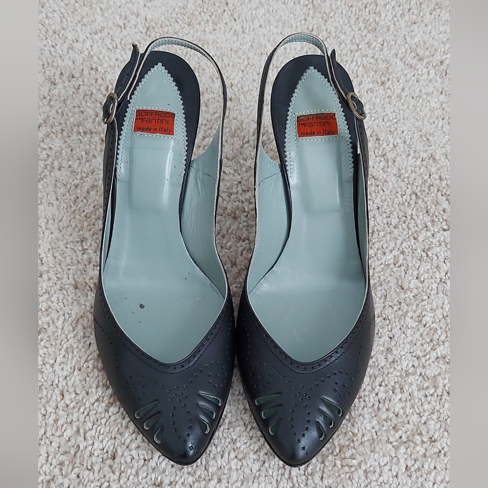 Goffredo Fantini Italian Leather Slingback Heels Pointed Toe Pumps 39